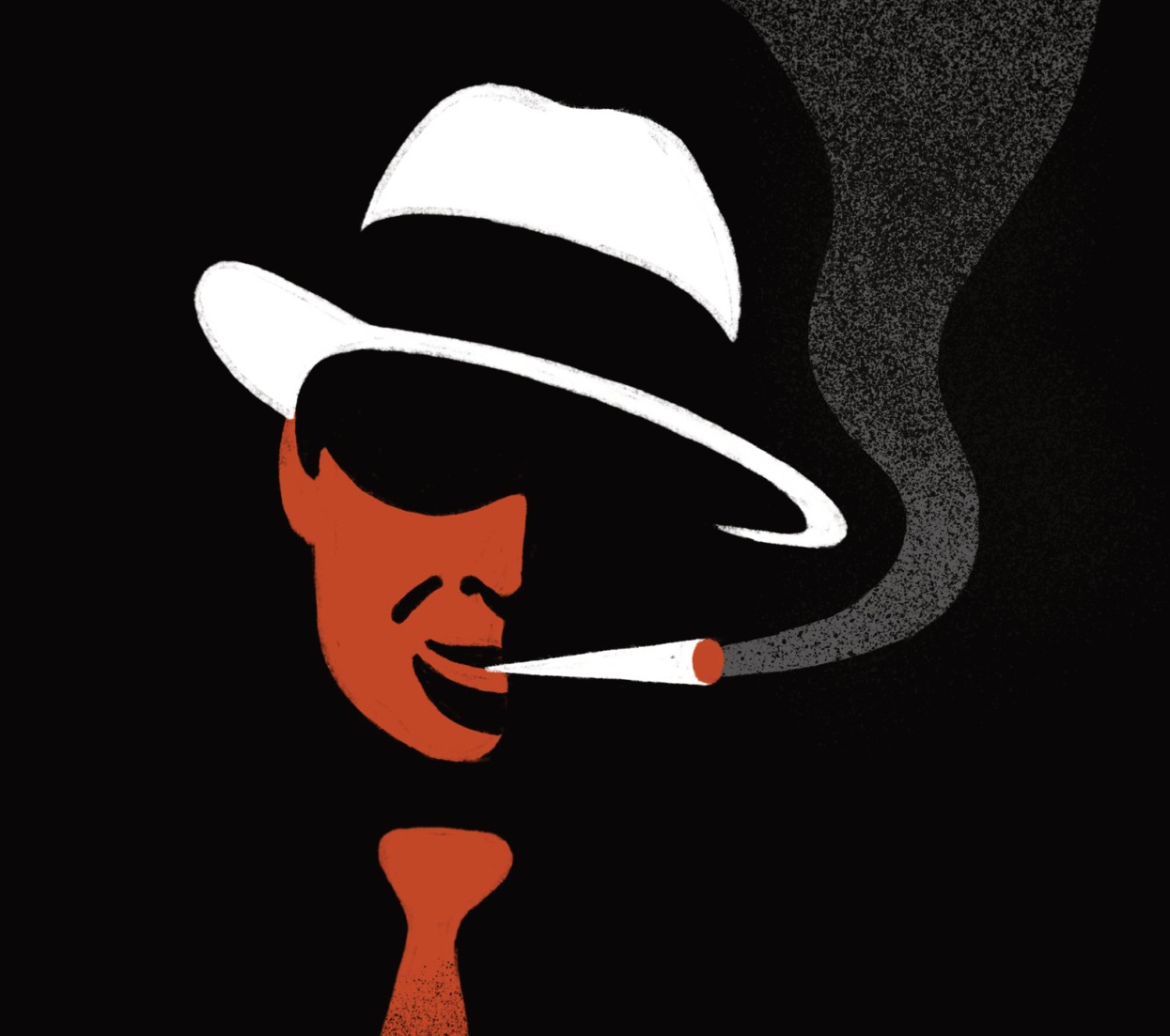 Detail of fedora and smoke imagery from the updated Capone of Cannabis cover
