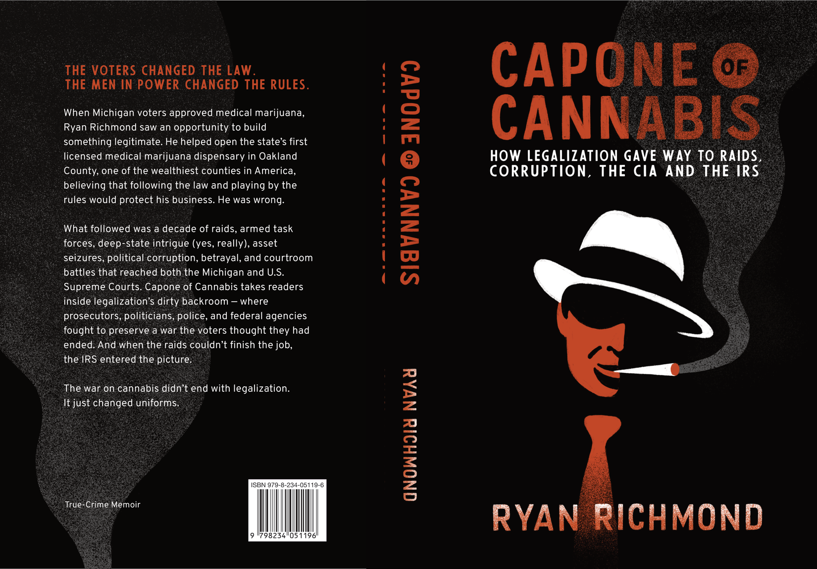 Full wraparound Capone of Cannabis cover artwork showing the back, spine, and front
