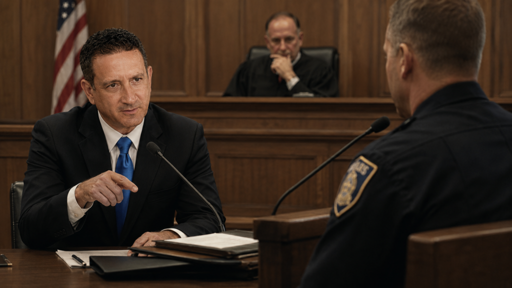 neil rockind questions cop on the stand